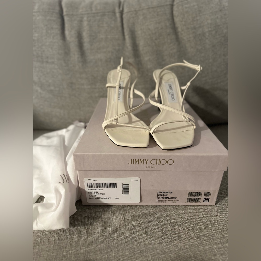 Jimmy Choo Cream Strappy Heels - Picture 3 of 9